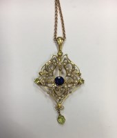 Lot 1828 - SAPPHIRE, PEARL AND PERIDOT SET HOLBEIN of...