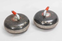 Lot 901 - PAIR OF GRANITE CURLING STONES with engraved...