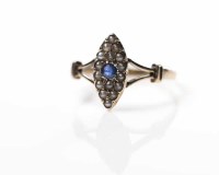 Lot 1840 - VICTORIAN SAPPHIRE AND SEED PEARL SET RING the...