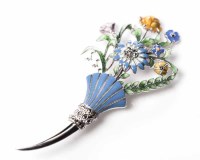 Lot 1850 - ART DECO STYLE ENAMELLED FLORAL BROOCH...