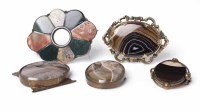 Lot 1856 - FOUR SCOTTISH AGATE SET BROOCHES AND AN AGATE...
