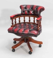 Lot 905 - MAHOGANY CAPTAIN'S ELBOW CHAIR by Connolly...
