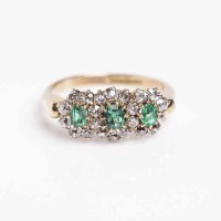 Lot 1898 - VICTORIAN STYLE EMERALD AND DIAMOND CLUSTER...