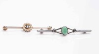 Lot 1906 - VICTORIAN AQUAMARINE AND SEED PEARL BAR BROOCH...