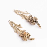 Lot 1908 - PAIR OF VICTORIAN GOLD DROP EARRINGS each with...