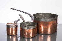 Lot 910 - SMALL VICTORIAN COPPER SAUCEPAN AND COVER WITH...