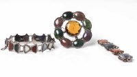 Lot 1945 - TWO SCOTTISH SILVER AGATE BRACELETS AND A KILT...