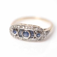 Lot 1961 - ART DECO STYLE SAPPHIRE AND DIAMOND RING with...