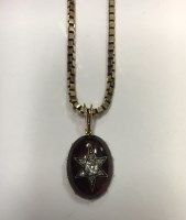 Lot 1966 - VICTORIAN CABOCHON GARNET AND DIAMOND PENDANT...