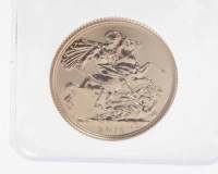 Lot 216 - GOLD ELIZABETH II FULL SOVEREIGN DATED 2015