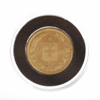 Lot 280 - SWISS 20 FRANC GOLD COIN DATED 1883