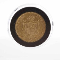 Lot 299 - SPANISH ALFONSO XII 25 PESETAS GOLD COIN DATED...