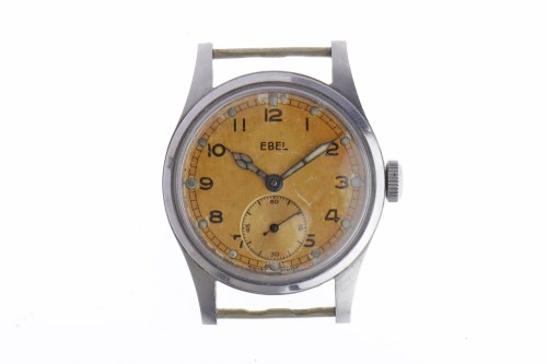 Lot 771 - GENTLEMAN'S EBEL MILITARY ISSUE STAINLESS...