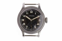 Lot 782 - GENTLEMAN'S LONGINES MILITARY ISSUE STAINLESS...