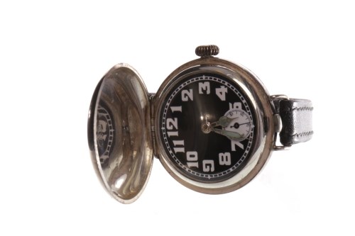 Lot 809 - ROLEX SILVER WWI FULL HUNTER MANUAL WIND WRIST...
