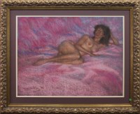Lot 34 - * JOHN MACKIE, RECLINING NUDE pastel on paper,...