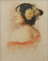 Lot 161 - 20TH CENTURY SCHOOL, WOMAN WITH YELLOW FLOWERS...