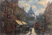 Lot 168 - P W G COOMB (20TH CENTURY), BUSY STREET SCENE...