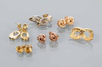 Lot 1681 - SIX PAIRS OF GOLD EARRINGS comprising of two...