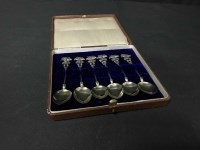 Lot 49 - SET OF SIX SILVER TEASPOONS with insect...