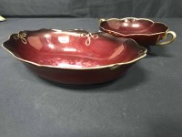 Lot 78 - CARLTON WARE ROUGE ROYAL COMPORT AND TWO...