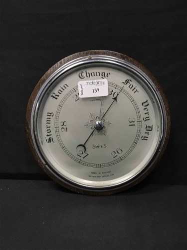 Lot 137 - SMITHS WALL BAROMETER, in oak case