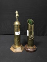 Lot 143 - TRENCH ART BRASS MONEY BANK also a trench art...