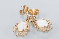 Lot 1712 - PAIR OF OPAL DROP EARRINGS with scrolling...
