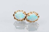 Lot 1713 - PAIR OF OPAL STUD EARRINGS in scalloped...