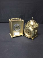 Lot 158 - MIXED LOT OF BRASS WARE AND TWO CARRIAGE CLOCKS
