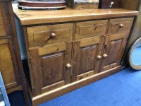 Lot 192 - MODERN DINING TABLE, FOUR CHAIRS AND SIDEBOARD