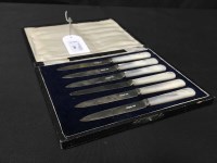 Lot 199 - SET OF SIX SILVER BLADED AFTERNOON TEA KNIVES...