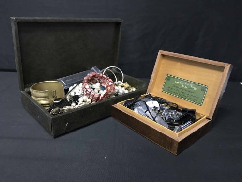 Lot 215 - GOOD LOT OF COSTUME JEWELLERY contained in two...