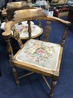 Lot 240 - PAIR OF BEECH CORNER CHAIRS