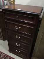 Lot 251 - MODERN UPRIGHT CHEST OF DRAWERS AND MAHOGANY...