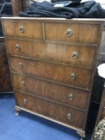 Lot 256 - WALNUT BEDROOM FURNITURE comprising dressing...