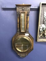 Lot 263 - WHEEL BAROMETER AND THERMOMETER BY WALKER AND...