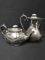 Lot 297 - SILVER PLATED FOUR PIECE TEA SERVICE along...