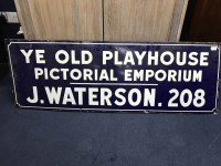 Lot 305 - LARGE VINTAGE ENAMEL TIN SIGN Ye old playhouse...