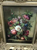 Lot 317 - FLORAL STILL LIFE PAINTING ON DUTCH SLATE by (?...