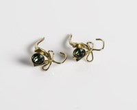 Lot 1731 - PAIR OF GREEN GEM BOW MOTIF EARRINGS each set...