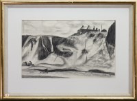 Lot 337 - * BRUCE WALKER, CLIFF TOP FARM charcoal on...