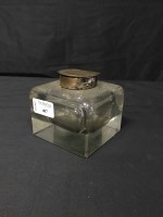 Lot 407 - SILVER TOPPED GLASS INKWELL