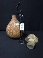 Lot 426 - CONTEMPORARY BRONZE FIGURE also a large gourd...