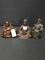 Lot 432 - RESIN FIGURE OF A SEATED BUDDHA also a carved...