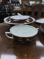 Lot 450 - RED AND GILT CROWNFORD DINNER SERVICE