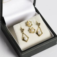 Lot 1744 - TWO PAIRS OF NINE CARAT GOLD PEARL EARRINGS...