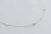 Lot 1746 - GOLD AND JADE CHAIN NECKLACE set with eight...