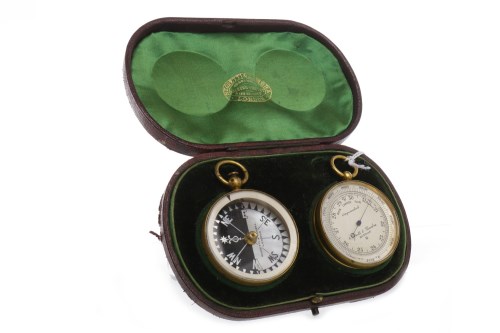 Lot 1004 - VICTORIAN TRAVELLING COMPASS AND BAROMETER...