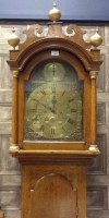 Lot 1023 - GEORGE III LONGCASE CLOCK the arched hood with...